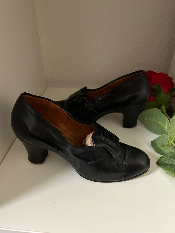 Antique Black Edwardian Witchy Leather Shoes for … - image 2