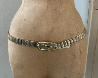 Vintage Fish Link Belt Sleek Gilt Metal Fish Link Hinged Belt C 1970s - Etsy main image 2