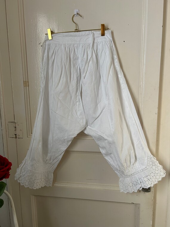 Antique White Cotton Split Leg Bloomers with Brod… - image 10