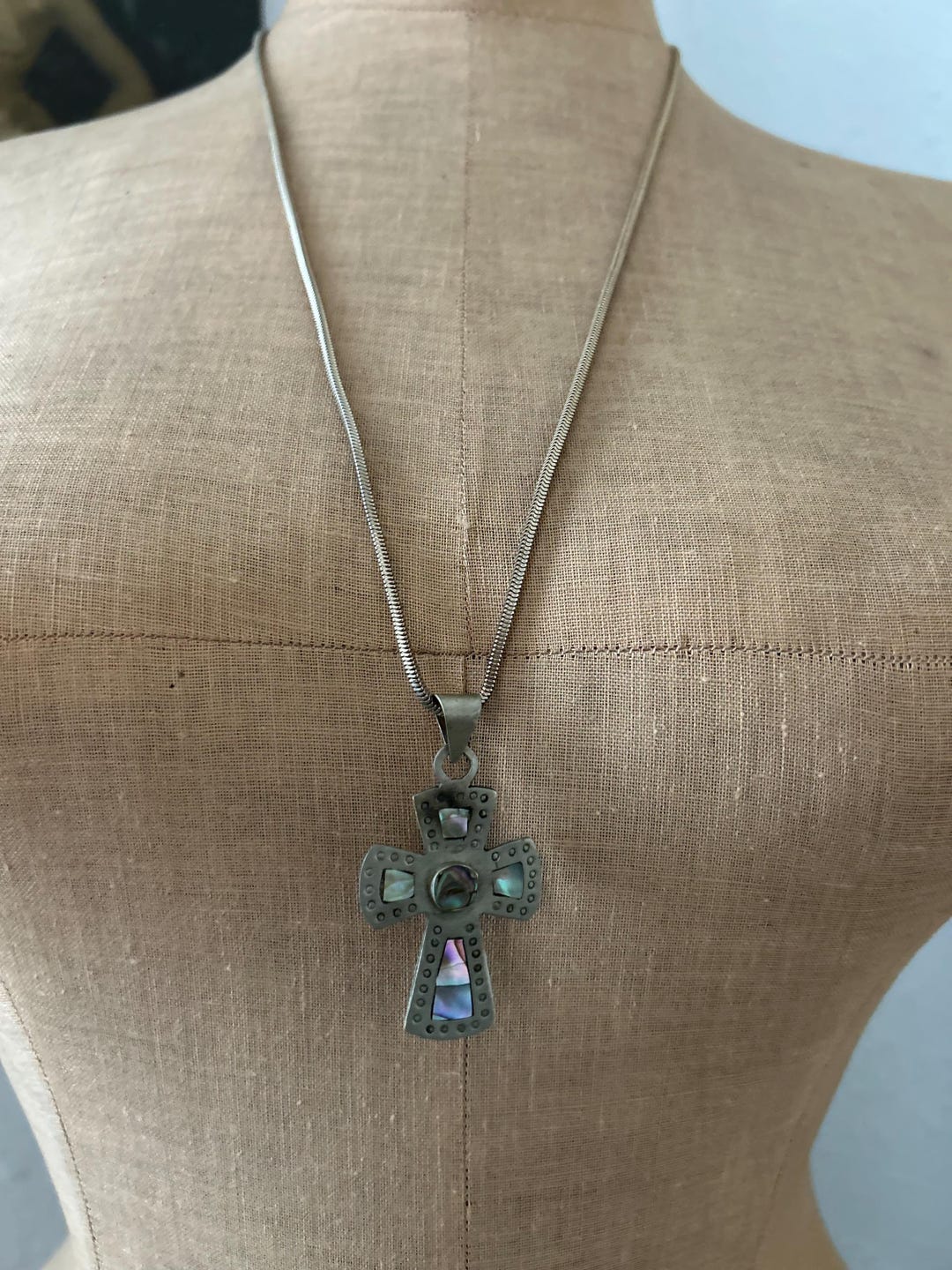 Alpaca Cross Vintage Alpaca Abalone Inlay Cross Pendant Necklace Made in Mexico - Etsy