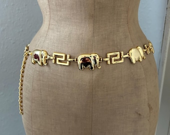 Vintage Gold Elephant Chain Link Belt