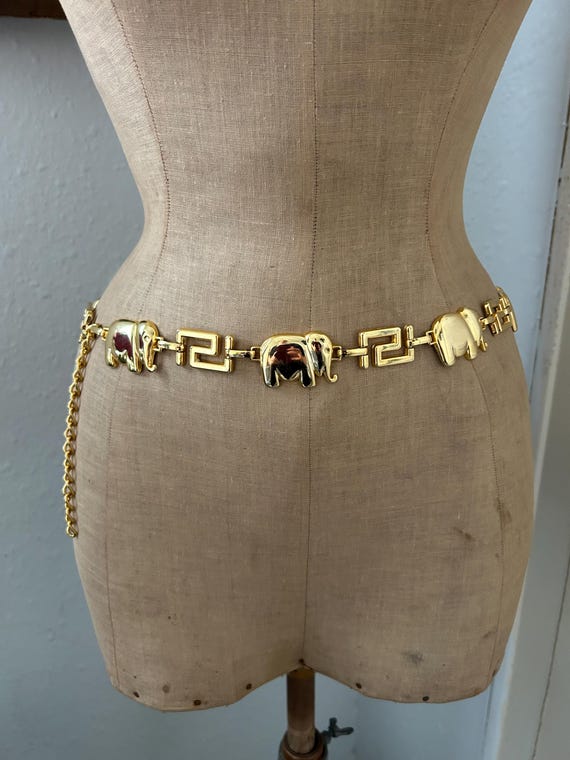 Vintage Gold Elephant Chain Link Belt - Etsy Israel display picture 1