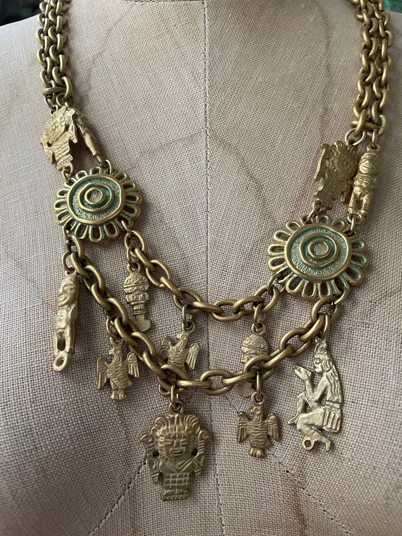 Vintage LERITZ Necklace, Antiqued Gold Plated Bra… - image 5