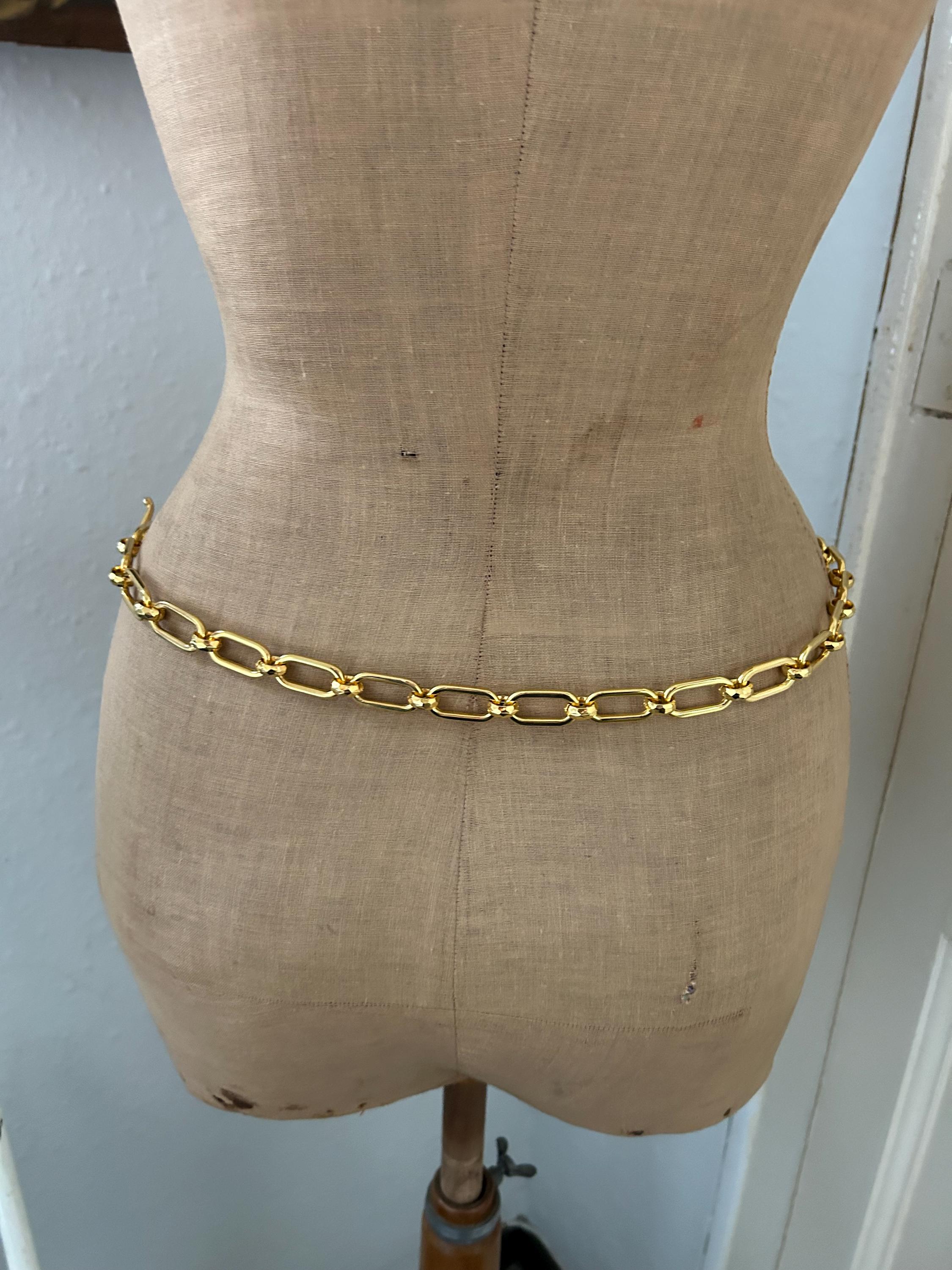 Vintage Gold Tone Braided Chain Belt Equestrian Stirrup Buckle 80s fashion 1980s Glitter Stretch Waist Belt Gold Zebra Head Buckle  main image 4