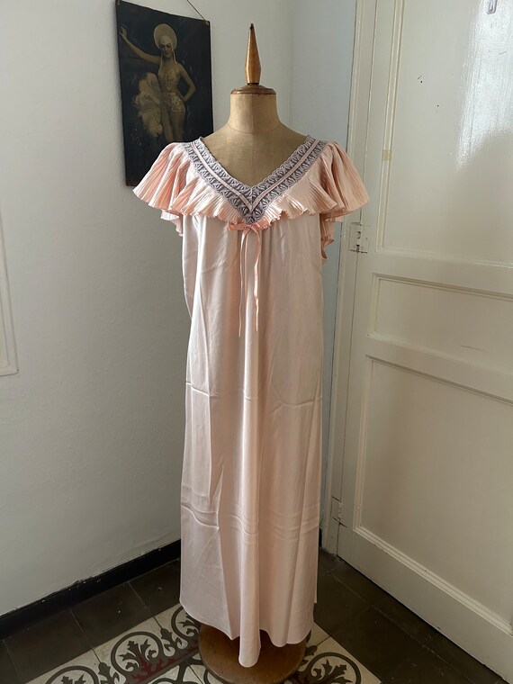 Womens Satin A-Line Nightdress - Peach