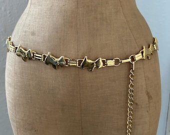 Vintage Gold Tone Lion Head Chain Link Belt - Etsy display picture 2