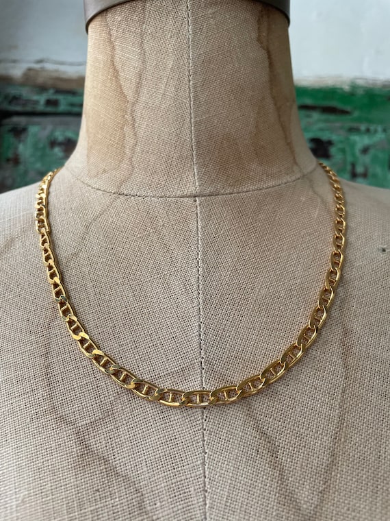 Vintage 18 K Gold Plated Mariner Anchor Chain Lay… - image 1