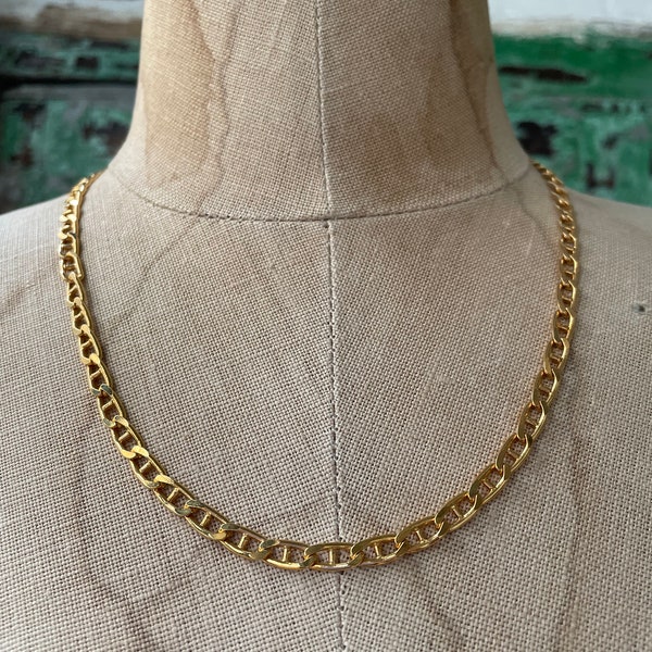 Vintage 18 K Gold Plated Mariner Anchor Chain Layering Necklace LERITZ NWT NOS Deadstock Jewelry 90s Signed