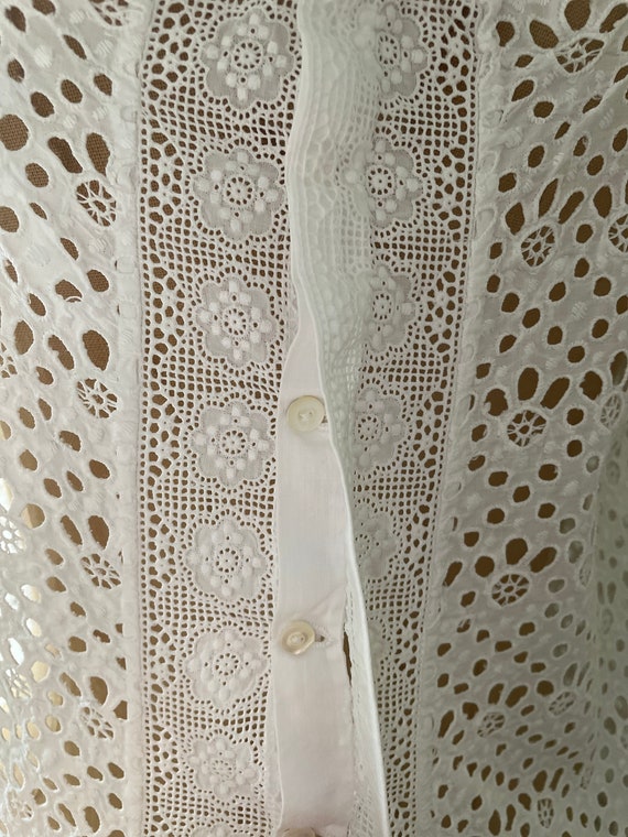 Antique White Eyelet Lace Cotton Chemise Size Sma… - image 8