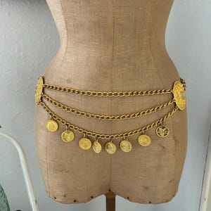 Vintage Roman Coin Charm Gold Tone Metal Chain Link Belt - Etsy display picture 3