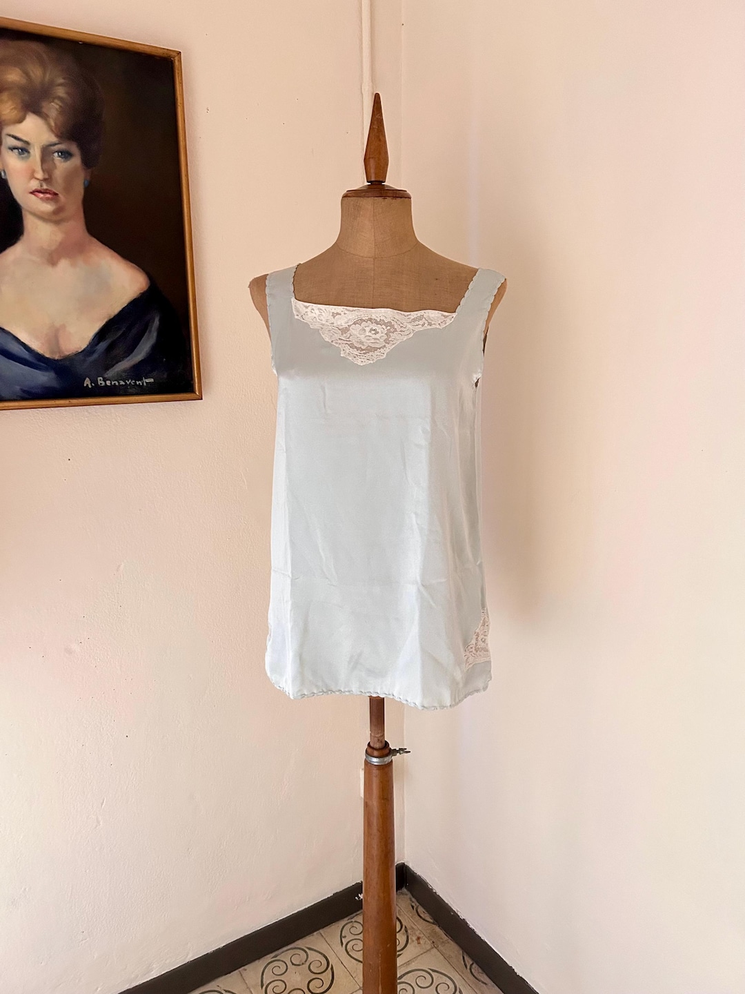 Vintage Handmade 90s Does 30s Powder Blue Satin and Lace Camisole - Etsy