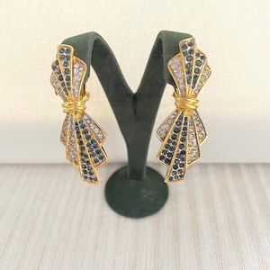 Boucles D'oreilles Clips Vintage DAVID GRAU - Doré Et Strass (zirconia Cubique) - Occasion