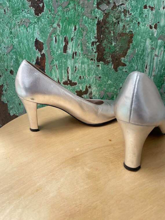 Vintage Charles Jourdan Silver Leather High Heels 80s Shoes Size US 4B EU 34 Etsy UK