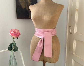 8986 Obi Belt For Women – Wide Waist In Faux Leather, Mica- Pink Handmade Pink Leather Obi Belt: Brass Buckle Wrap Belt - Etsy main image 2