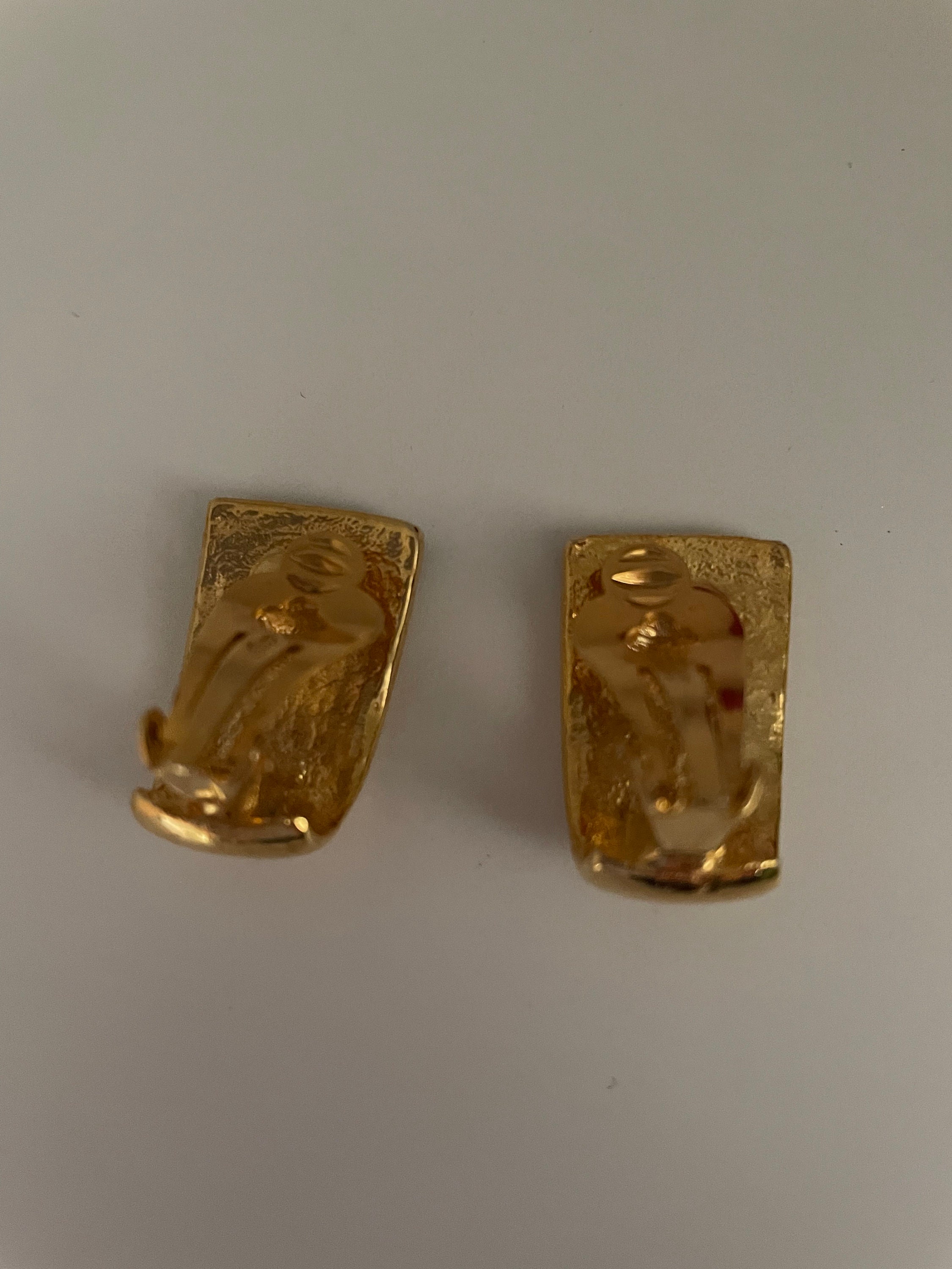 Boucles D’oreilles Clips Vintage David Grau – Doré, Style Créateur