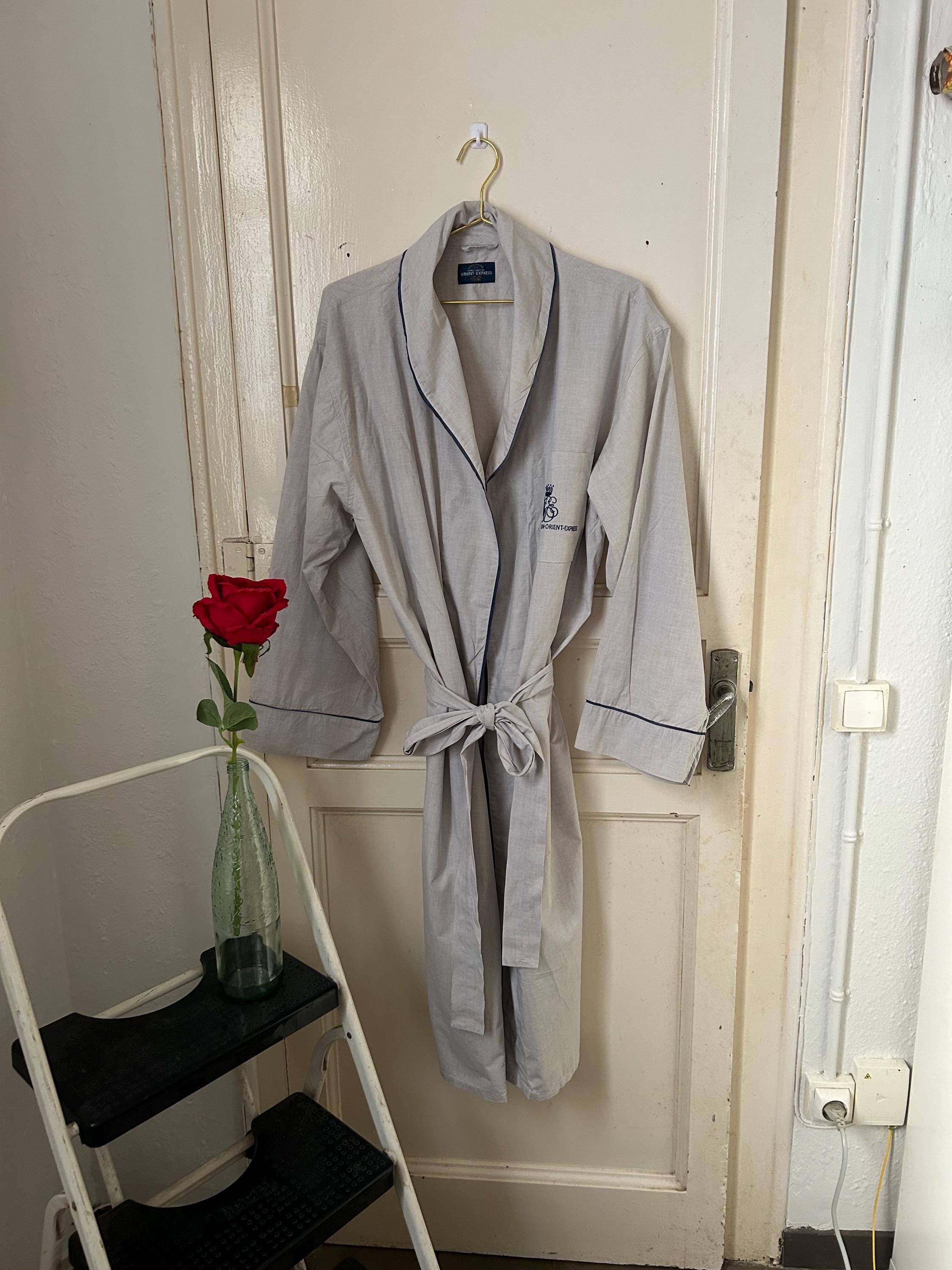 Vintage Venice Simplon Orient Express Gray Cotton Robe With Blue