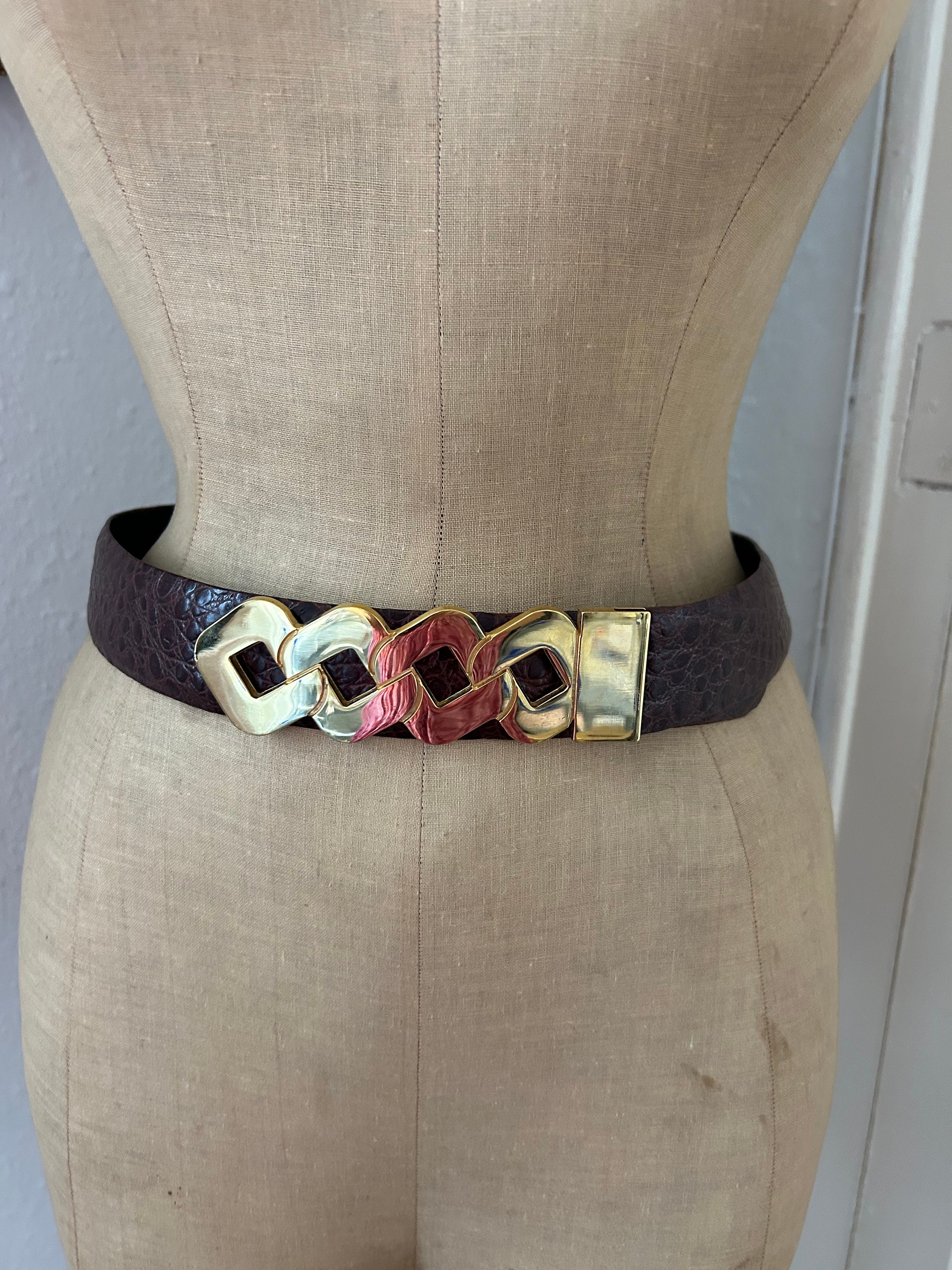 Arena Norway brown leather belt gold buckle 34\
