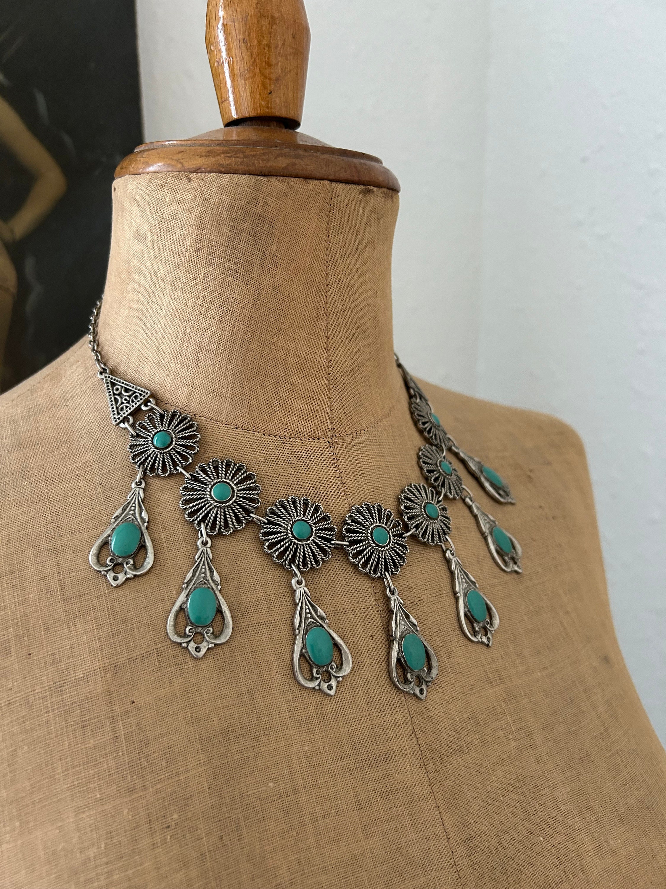 アクセサリー fablous sounds / vintage jewelry Vintage 1970s Egyptian Revival Silver Tone Scarab Beetle Festoon