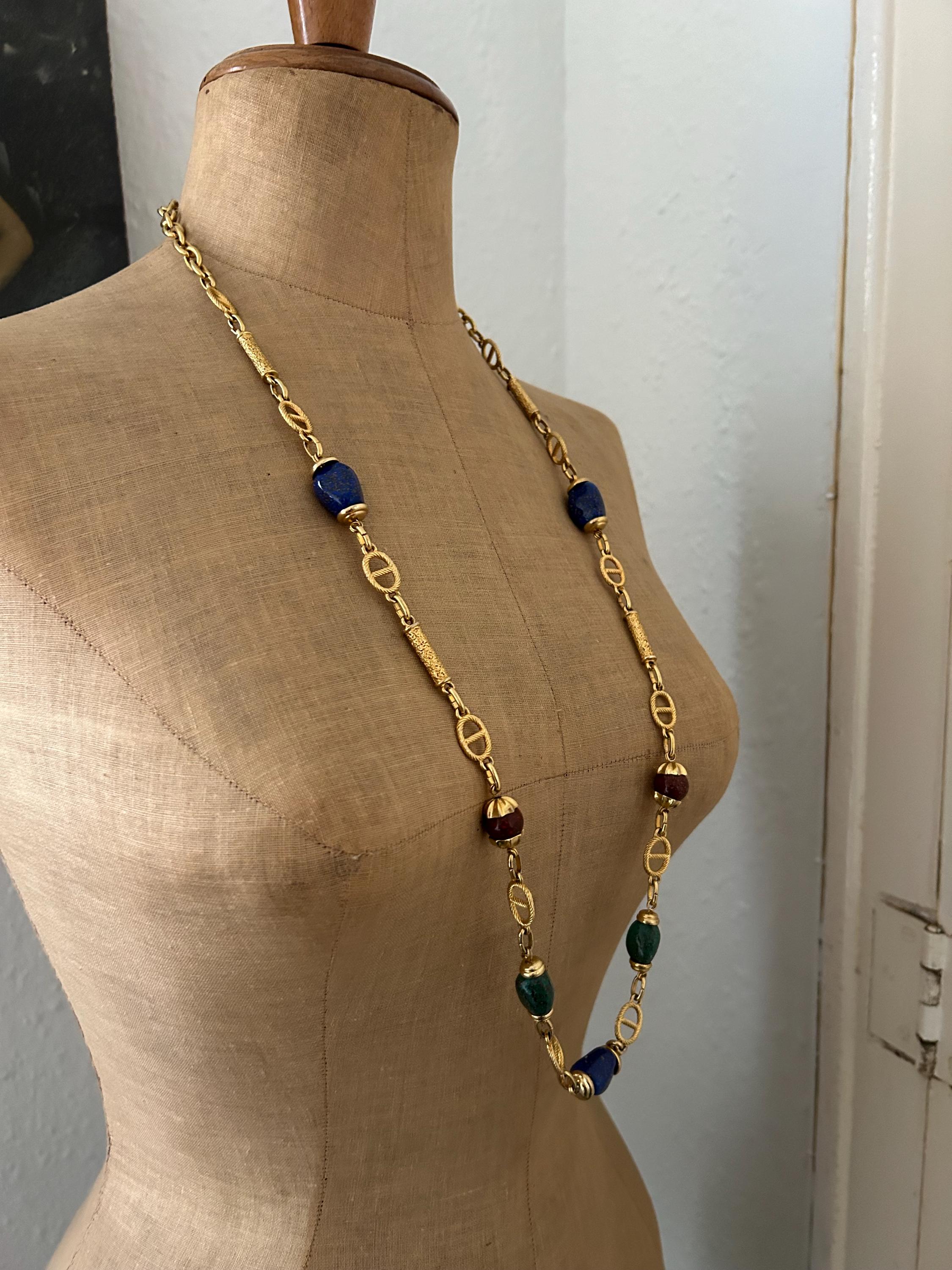 Collier David Grau Vintage 1980 - Sur Ruban, Double Signature, Perles, Longueur ~30 Cm