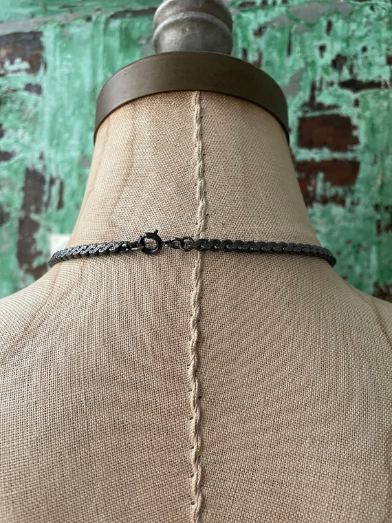 NOS Vintage Art Deco Gun Metal Chain with Sparkli… - image 5