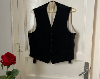 Gilet gilet en laine à rayures anthracite pour homme vintage des années 1930