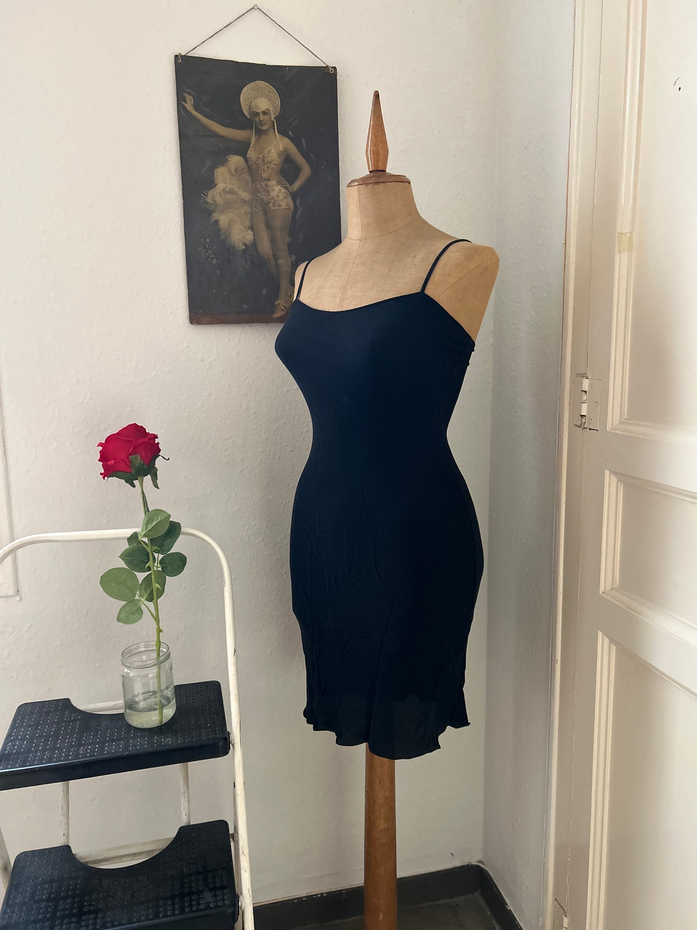 90s black spaghetti strap dress cheap