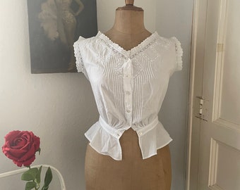 Housse de corset taille basque en coton blanc antique monogramme CB taille XS