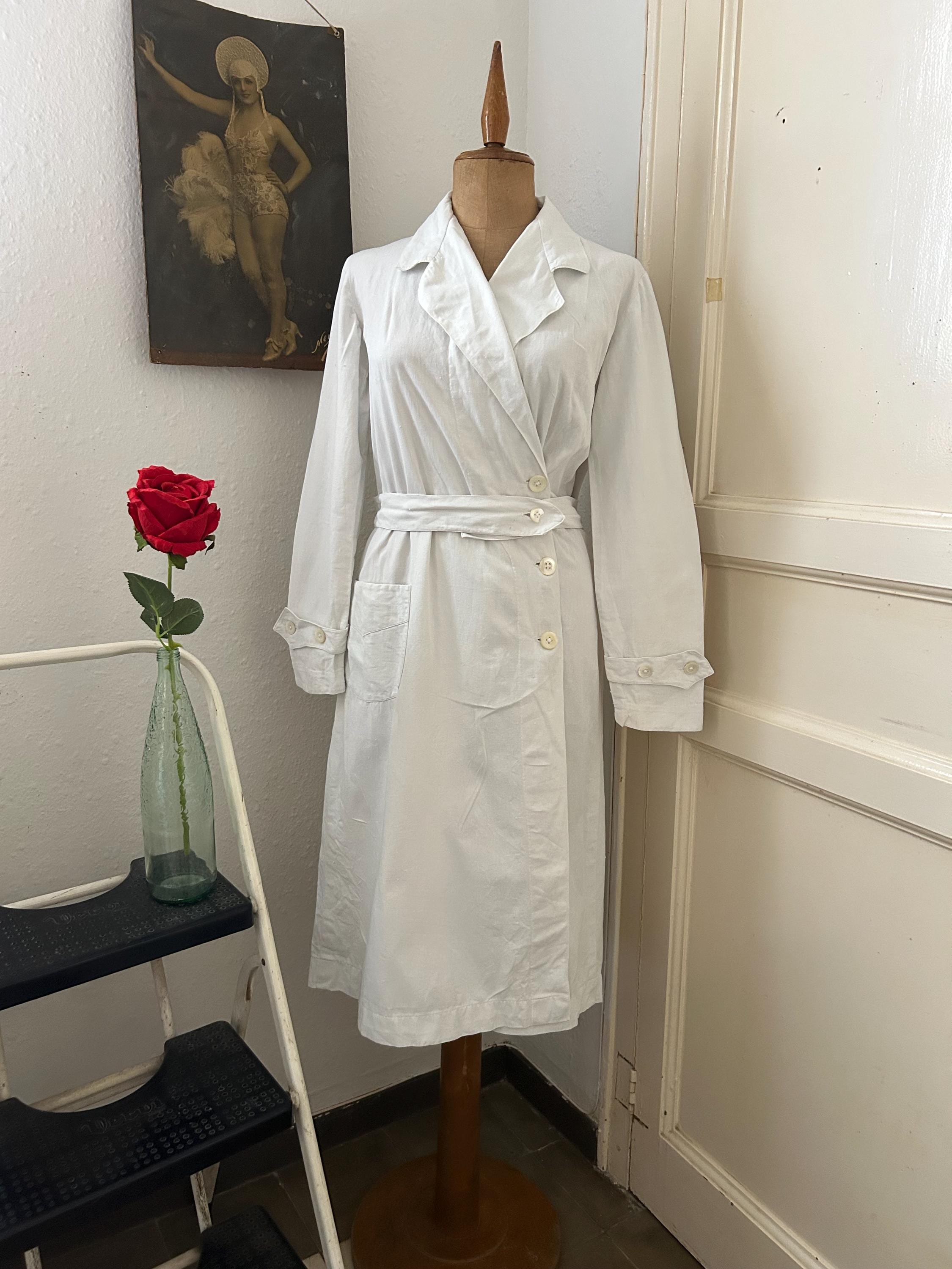 aere vintage satin coat ホワイト36 Antique 1920s White Sturdy Cotton Doctor's Coat Lab Jacket