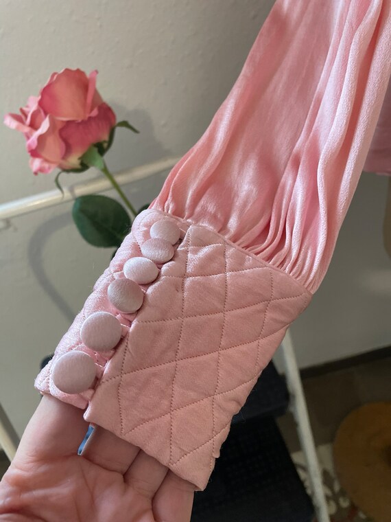 Beautiful 1940s Pink Quilted Liquid Satin Boudoir… - image 3