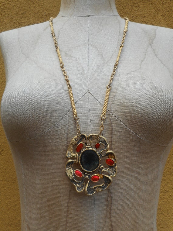 Vintage Unusual Abstract Brutalist Trippy Gold Met