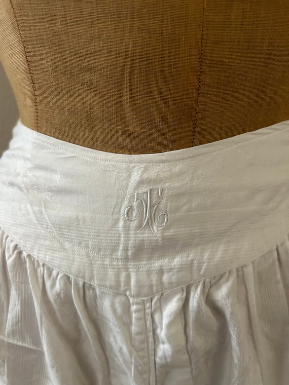 Antique White Cotton Split Leg Bloomers with Brod… - image 3