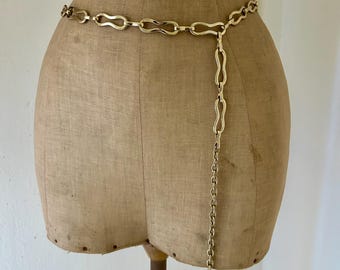 Vintage Gold Tone Heart Chain Link Belt - Etsy