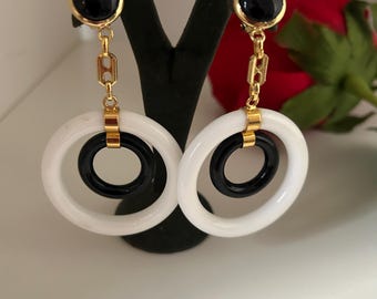 Boucles D’oreilles Vintage Années 60 – Pâte De Verre Vert Cabochon – Occasion