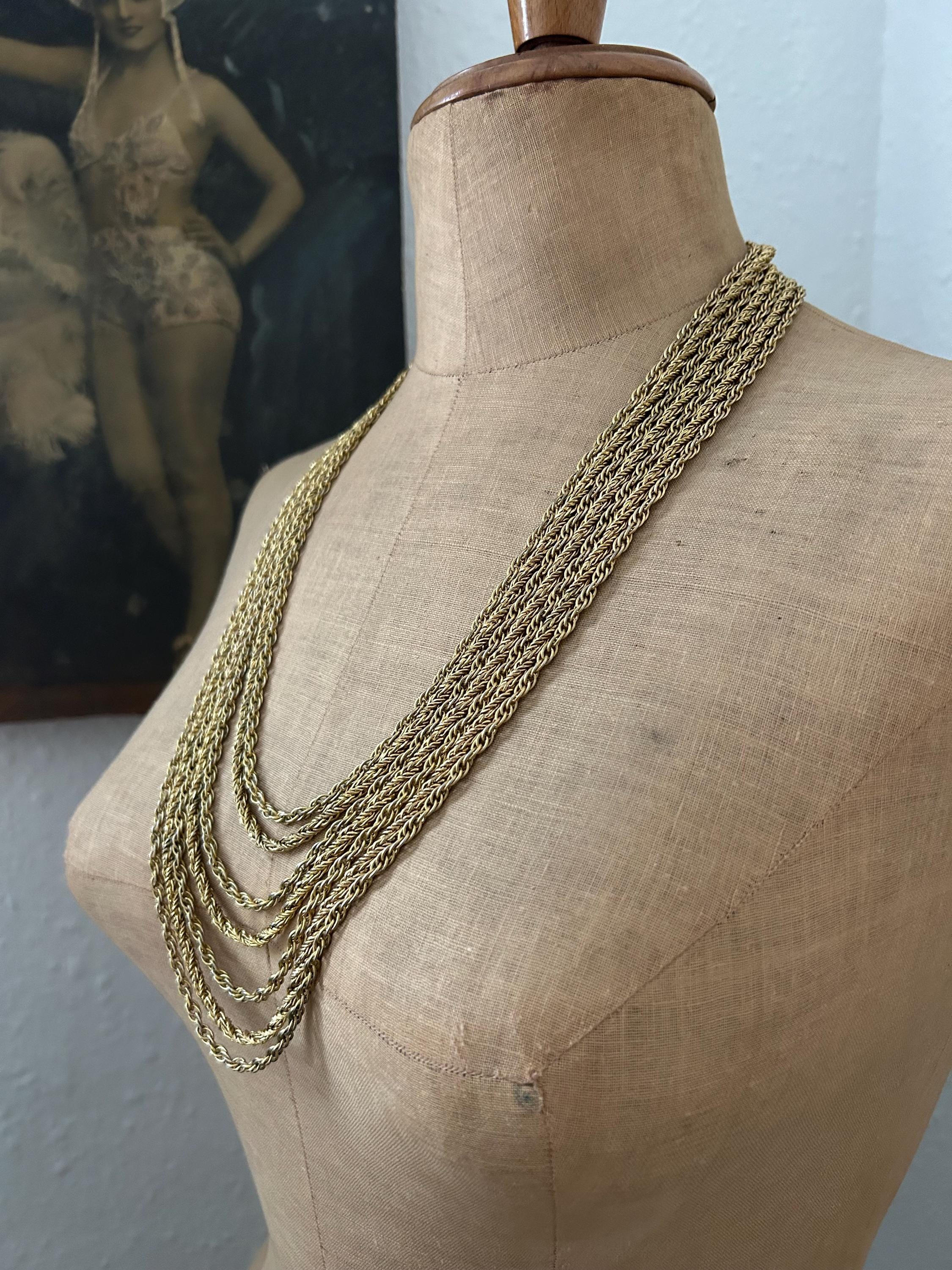 Vintage Christian Dior Gilded Rope Chain Necklace: 1972 Henkel