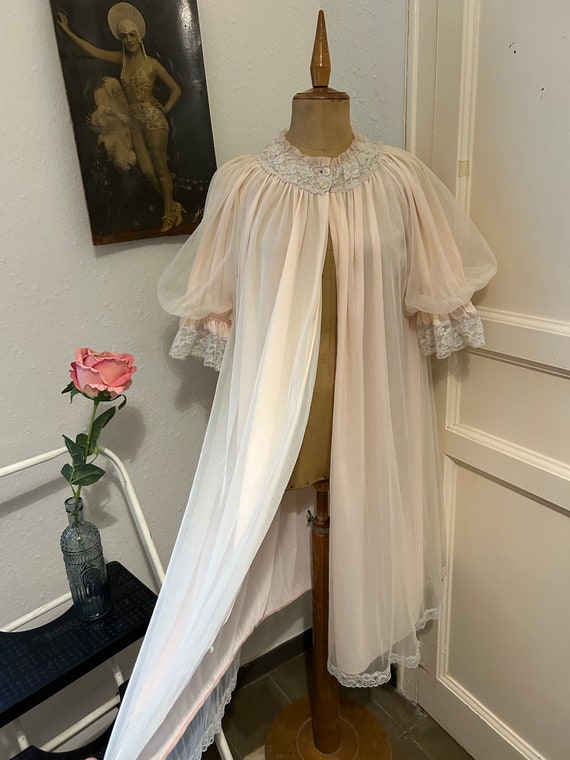 Beautiful St Michael Fluffy Pink Chiffon Peignoir… - image 3