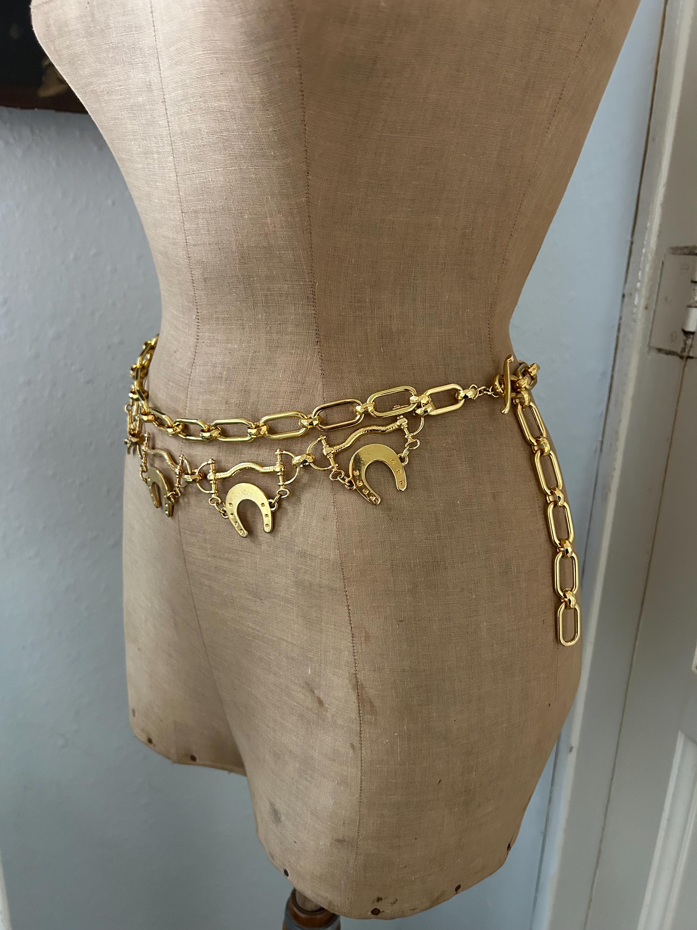 Vintage Y2K gold tone chain belt Vintage nautical anchor ships main image 2