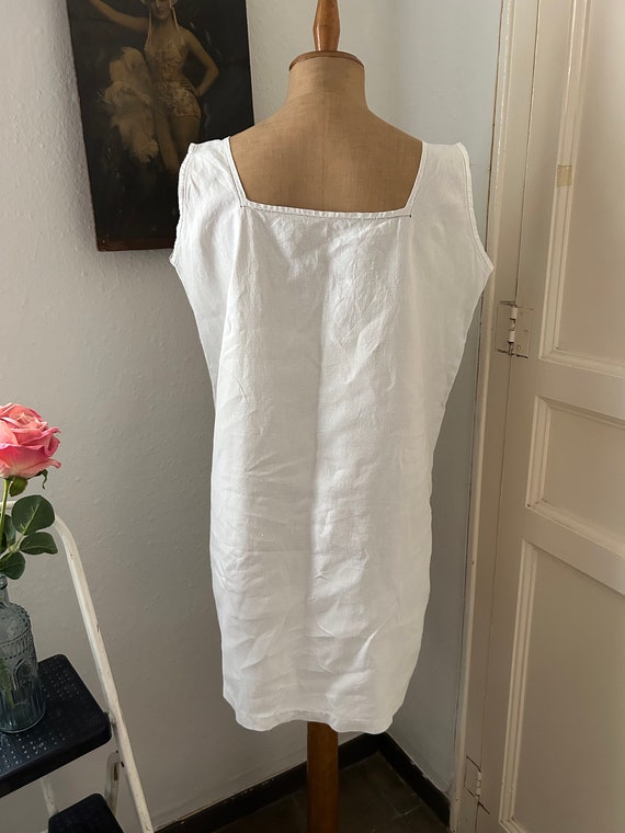 Antique White Linen Smock Dress Sleeveless Nightg… - image 7