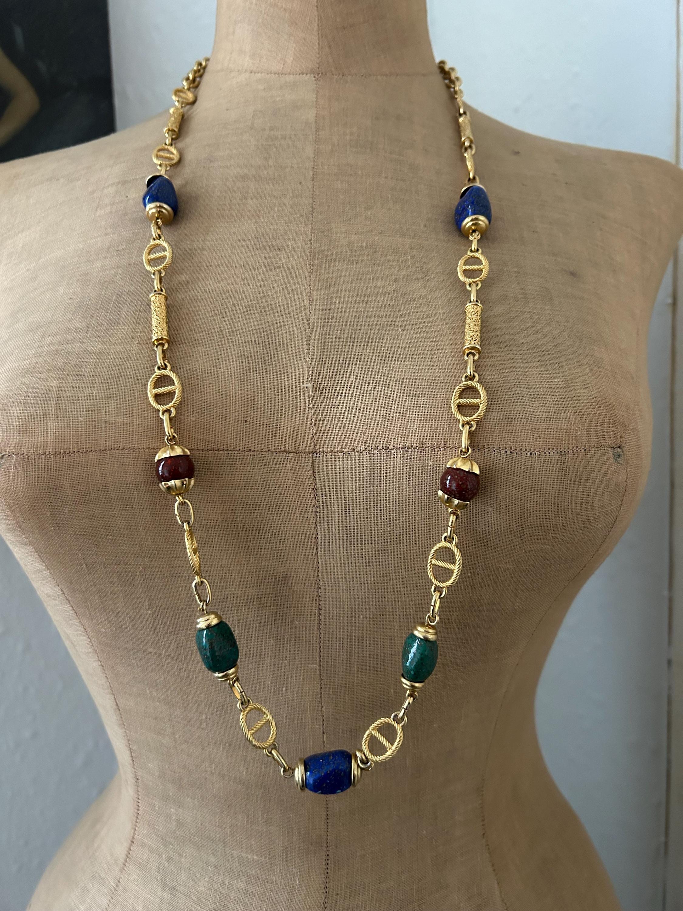 Collier Vintage David Grau 1980 - Sur Ruban, Signé Deux Fois, Longueur 30 Cm, Parfait état