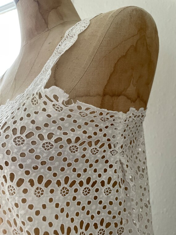 Antique White Eyelet Lace Cotton Chemise Size Sma… - image 5