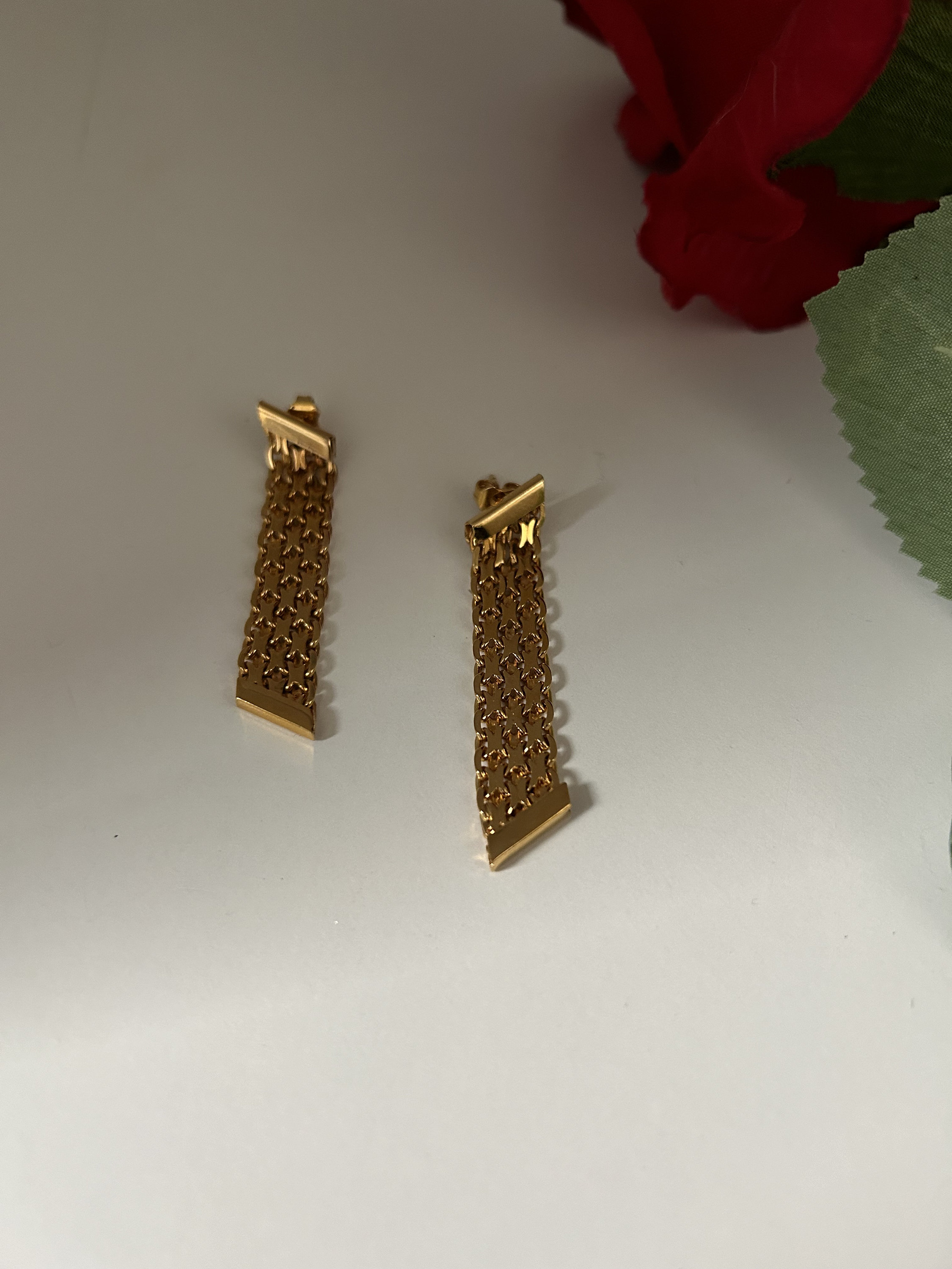 Boucles D'oreilles Femme Or Jaune Avec Pierres Bleues - Espagne 20e Siècle - Occasion Bon état
