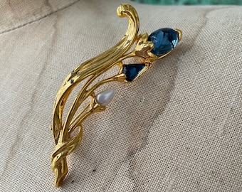 Broche Ancienne émaillée Croissant De Lune Alsace - Occasion, En Cuivre, Bon état