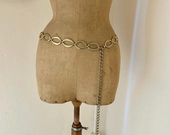 Vintage Square Link / Gold Heart Chain Belt Vintage Gold Tone Heart Chain Link Belt - Etsy main image 2