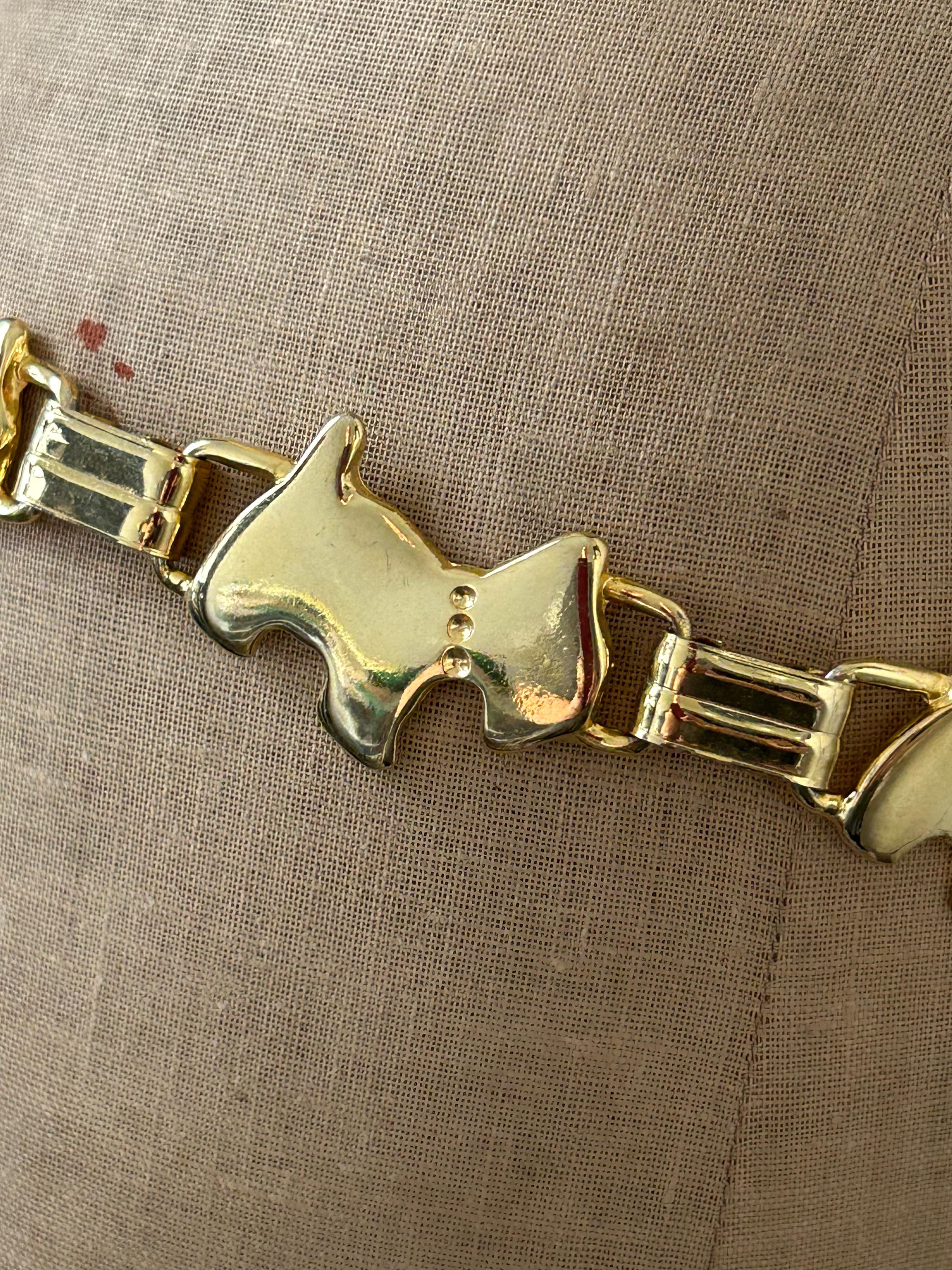Vintage Gold Tone Scottie Dog Chain Link Belt Signed Italy  display picture 1