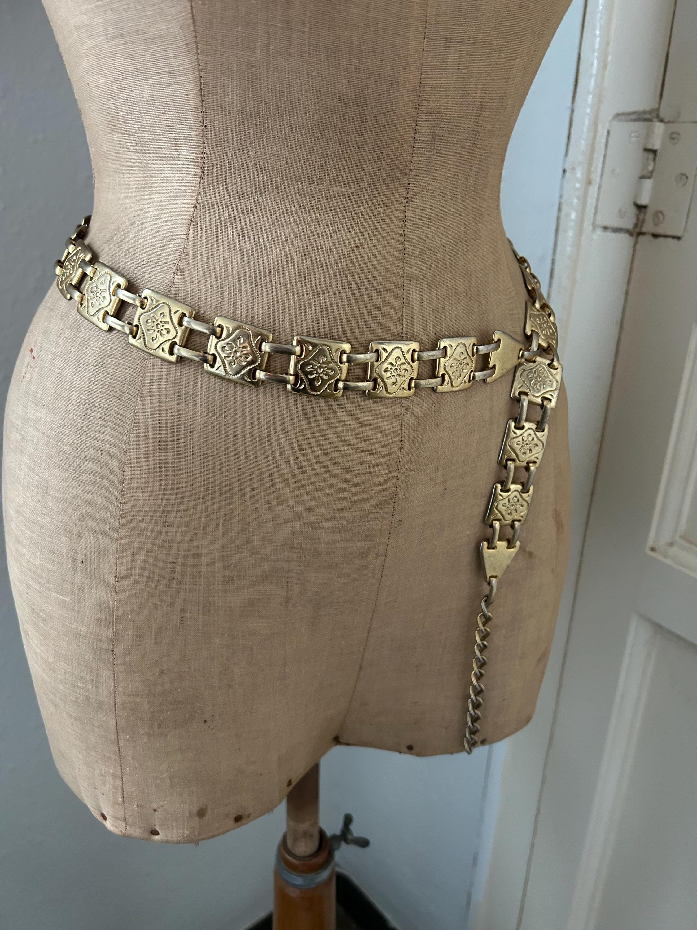 Chunky gold tone mixed materials made in Korea adjustable belt Made in Korea Belt - Etsy main image 2