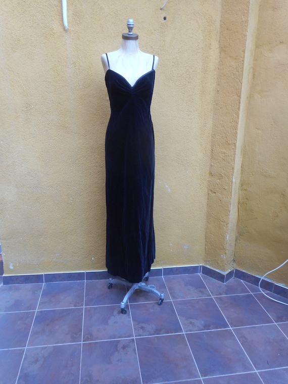Vintage 80s Black Velvet Santa Eulalia Sleeveless