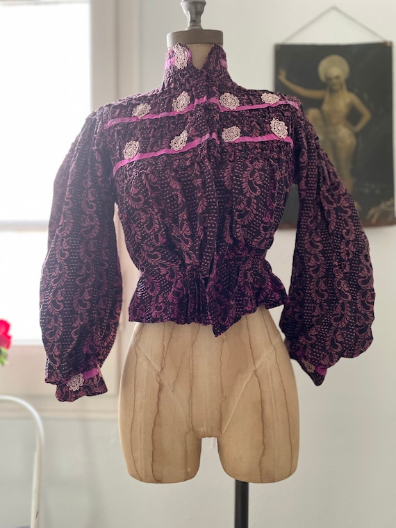 Victorian Bodice Jacket with Ribbon Trim, Authent… - image 2