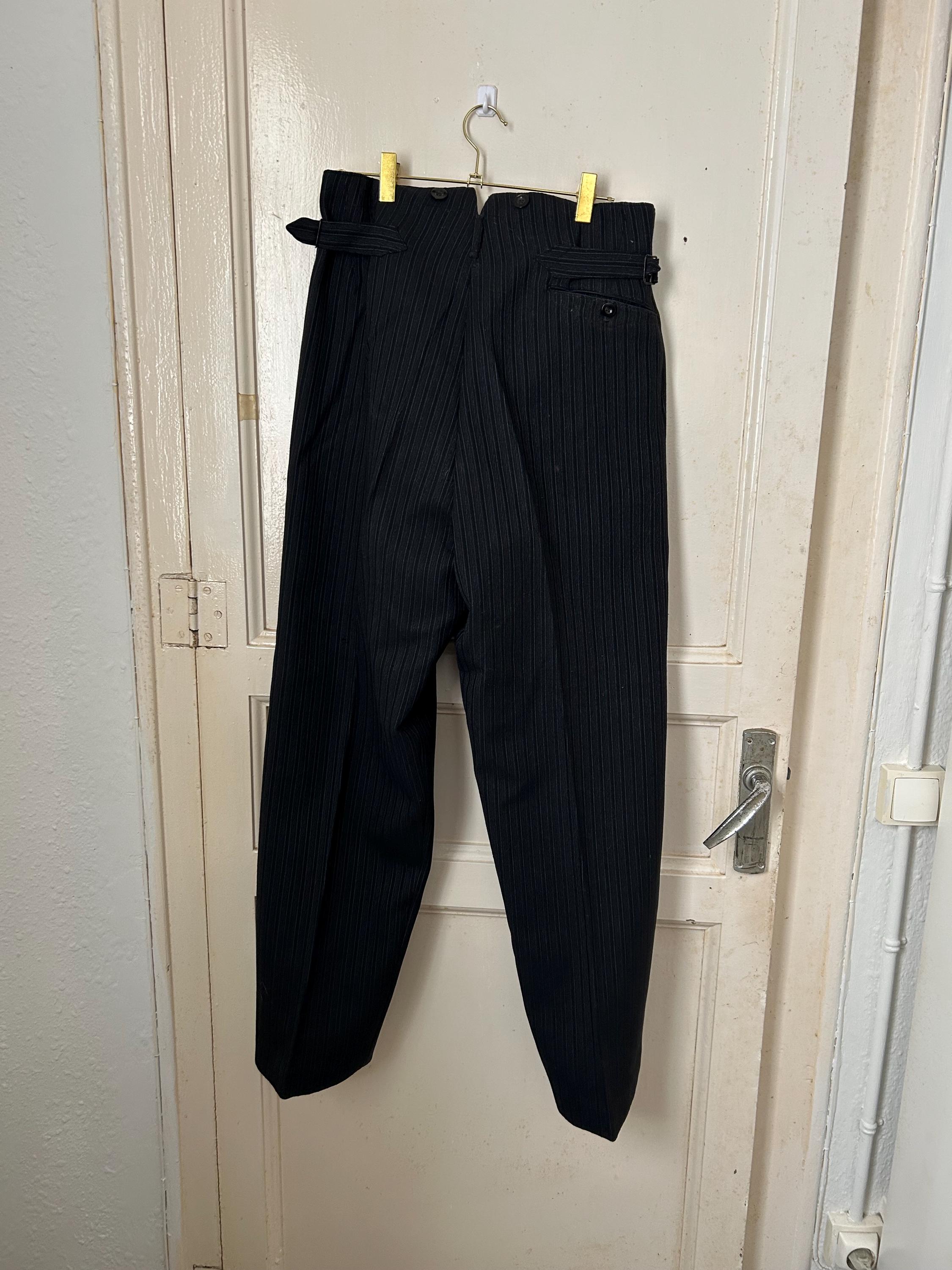 Men's 1950s Tuxedo Button Fly Pin Striped Trousers 33