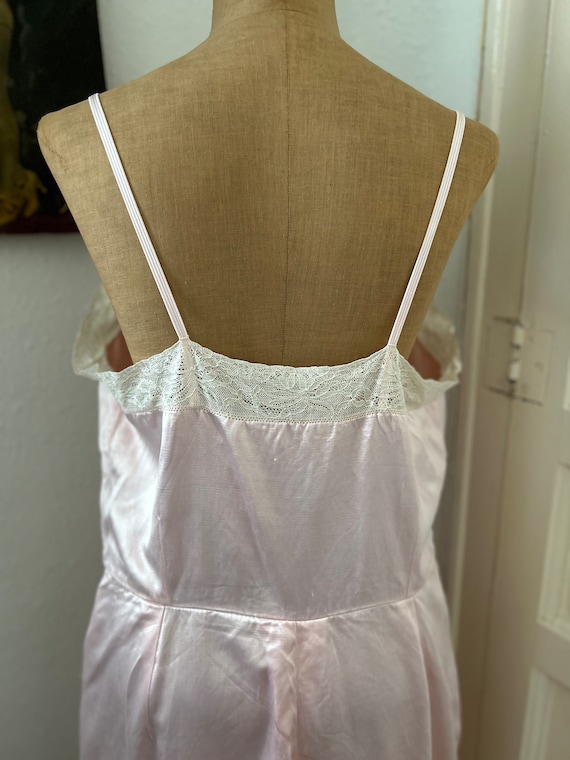 Vintage 1940s Pink Liquid Satin Slip Dress w/ Lac… - image 10