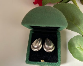 Pendientes modernistas de flores abstractas de plata vintage 925 firmados Joy d'art