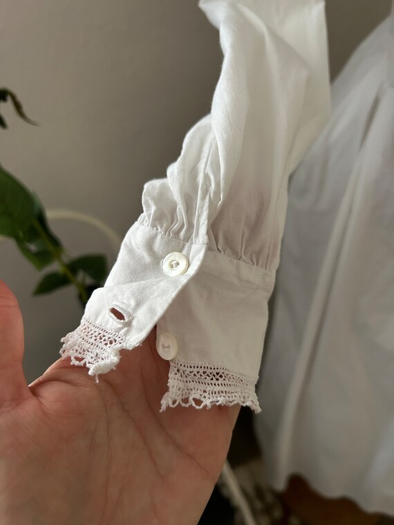 Antique Ruffled Bib White Cotton Nightgown, Edwar… - image 5